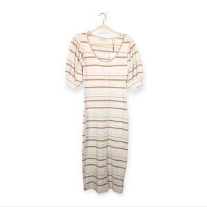 NWT Joie Bright White Stripe Valletta Button Front Midi Dress
